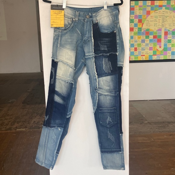 Other - Denim splice streetwear patchwork skinny start men’s jeans